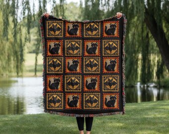 Spooky Season Throw Halloween Home Decor Cozy Witch Witchy Blanket Gift For Goth Room Decor Whimsigothic Fall Decorating Dark Academia Throw