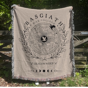 Basgiath Fourth Wing Inspired Woven Tapestry Blanket Bookish Gift Gift For Readers Booktok Merch Reading Blanket Dragon Riders