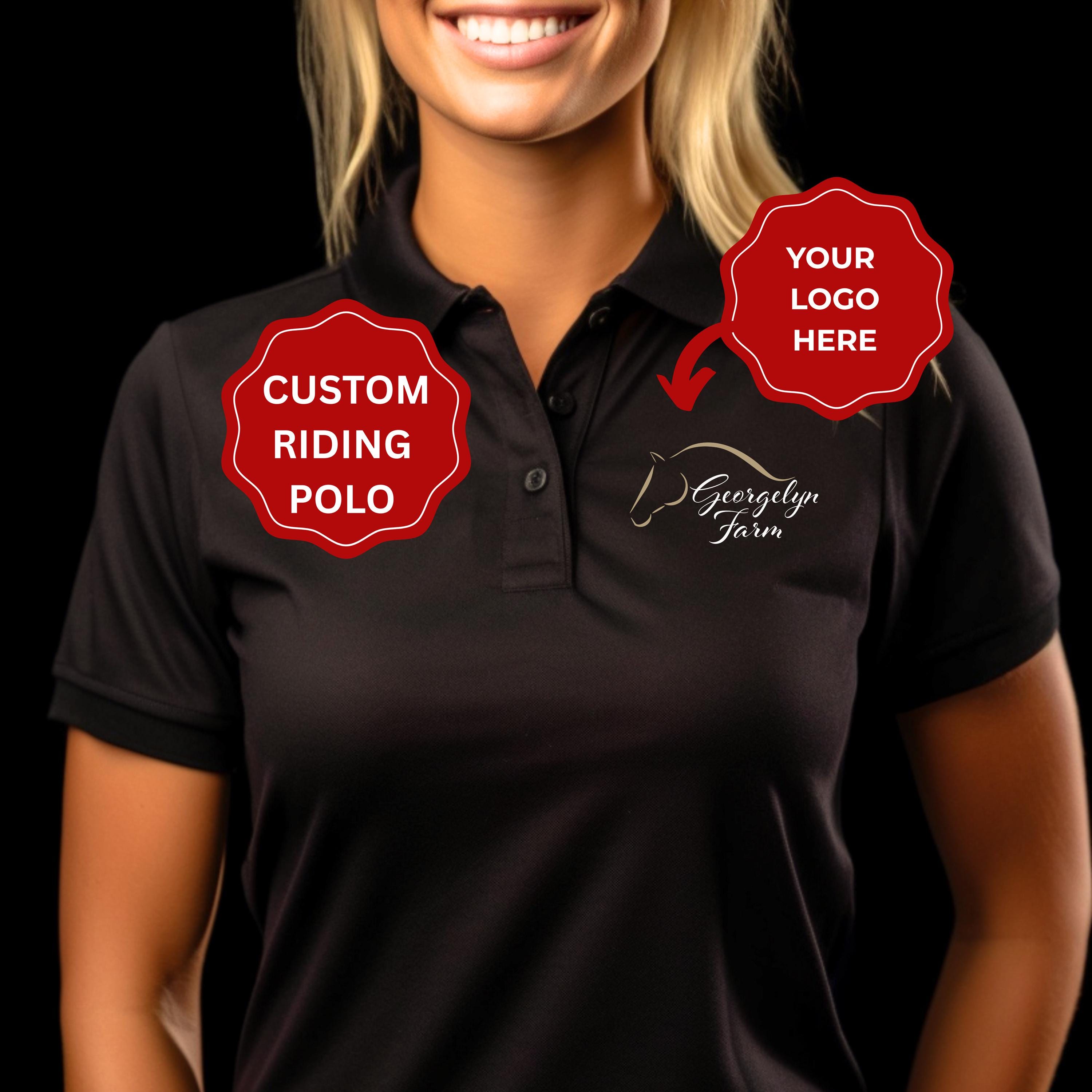 Women's Riding Polo Shirt - Personalized Equestrian Shirt, Moisture Wicking Horse Show Shirt, Custom Barn Apparel