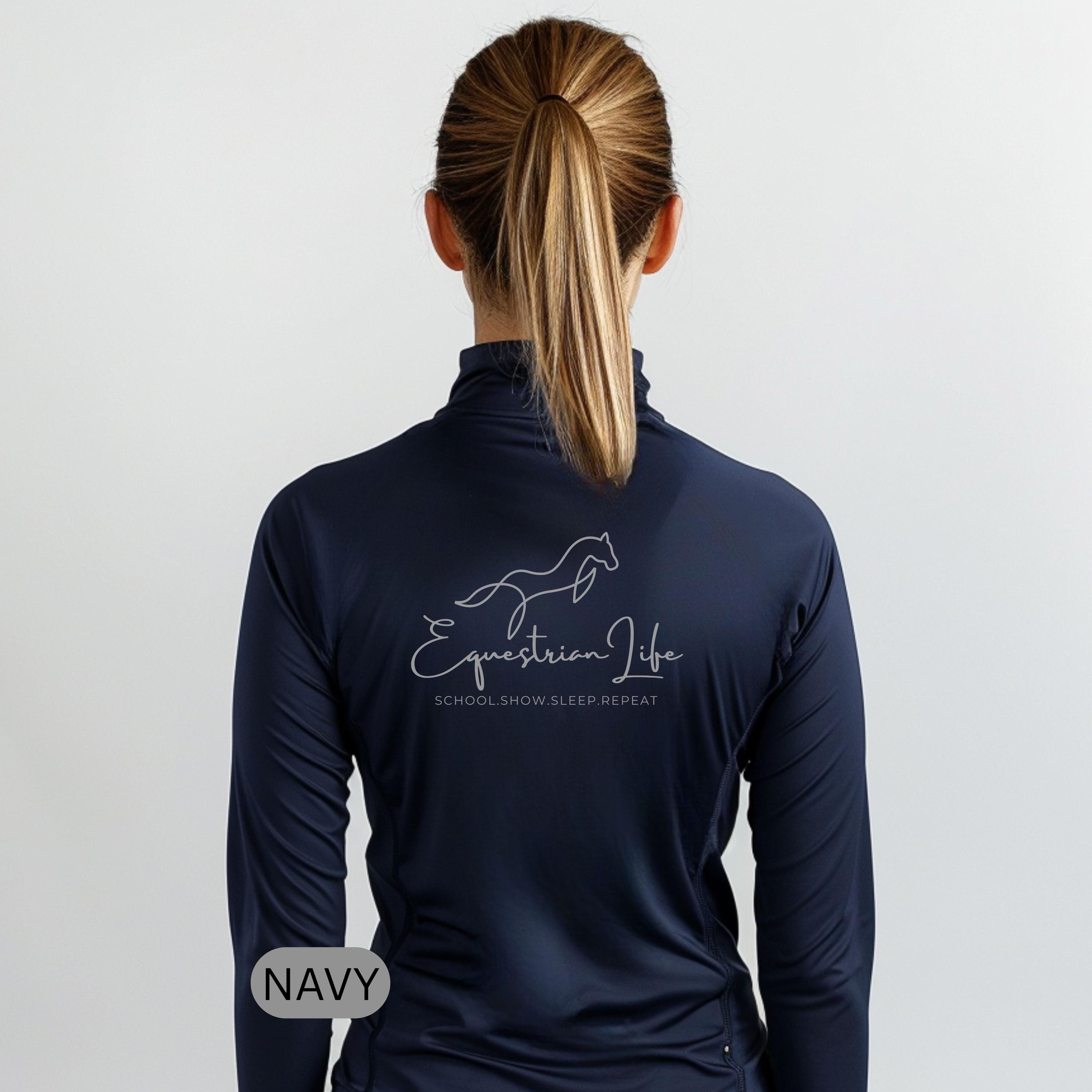 Custom Personalized Team Shirt Equestrian Ladies Quarter-Zip Horse Show Riding Lesson Shirt Lightweight Athletic Top Gift for Horse Lover