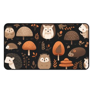 Cute Cottagecore Desk Mat, Hedgehog XL Mouse Pad, Witchy Aesthetic Home Office or Workspace Decor, Nature-Inspired Extended Desk Mat