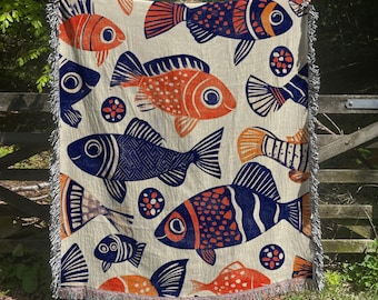 Folk art fish blanket