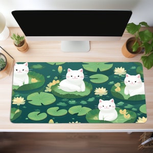 Cute Cat Desk Mat, Animal Desk Mat, Gaming Mouse Pad, Large Mousepad, Anime Desk Mat, Desk Pad for Work, Game Office Home, Cat Lover Gift