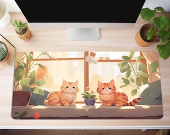 Tappetino da scrivania simpatico gatto, tappetino da scrivania Kawaii, tappetino per mouse Anime, tappetino per mouse grande, tappetino da scrivania Anime, tappetino da scrivania per lavoro, gioco ufficio casa, amante dei gatti Git