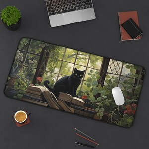 Black Cat Mouse Pad 9.5 X 8 Non Slip Rubber Bottom Rectangle Mousepad - Foto 6