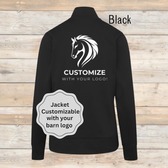 Custom Equestrian Fleece Jacket, Personalized Barn Team Horse Show Apparel, Horse Lover Christmas Gift, Riding Instructor Appreciation Gift