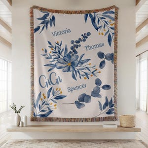 Personalized Grandma Blanket Christmas or Grandparents Day Gift, Nana, Mimi, Custom Present for Grandmother