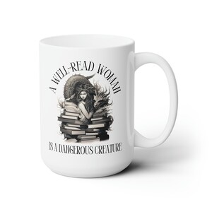 Tazza per amanti dei libri / Tazza da biblioteca Dangerous Woman, 15 oz immagine 2