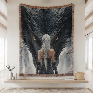 Fjärde vingen inspirerad vävd filt | Drakryttare fantasy pläd | ACOTAR filt | Romantasy läsargåva | BookTok filt