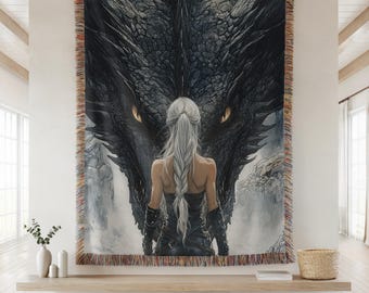 Fourth Wing Inspired Woven Blanket | Dragon Rider Fantasy Throw | ACOTAR Blanket | Romantasy Reader Gift | BookTok Blanket