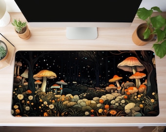 Dark Cottagecore Mat, Enchanted Forest Desk Mat, Mushroom Mouse Pad, Vintage Desk Mat, Dark Forest Mousepad, Nature Desk Decor, Desk Pad