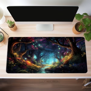 Dark Cottagecore Mat, Enchanted Forest Desk Mat, Fantasy Mouse Pad, Vintage Desk Mat, Dark Forest Mousepad, Nature Desk Decor, Desk Pad