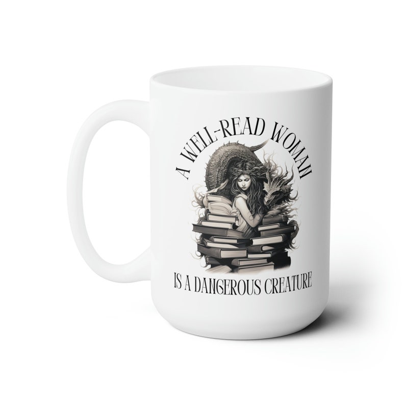 Tazza per amanti dei libri / Tazza da biblioteca Dangerous Woman, 15 oz immagine 3