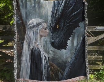 Vierter Flügel Inspirierte Decke SJM Merch Fantasy Wand Kunst Decke TOG Acotar Booktok Lesedecke Buch Nook Decor Geschenk für Leser