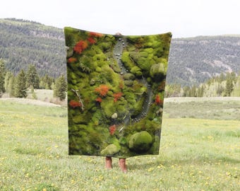 Green Moss Velveteen Blanket, Moss Blanket, Cottagecore Blanket, Cottagecore Decor, Forestcore Blanket, Sofa Blanket, Mossy Blanket