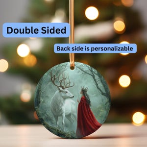 Pagan Gift Custom Double Sided Ornament, Yule Witch in Forest, Christmas Tree Decor, Holiday Ornament, Winter Solstice Decoration, Wiccan