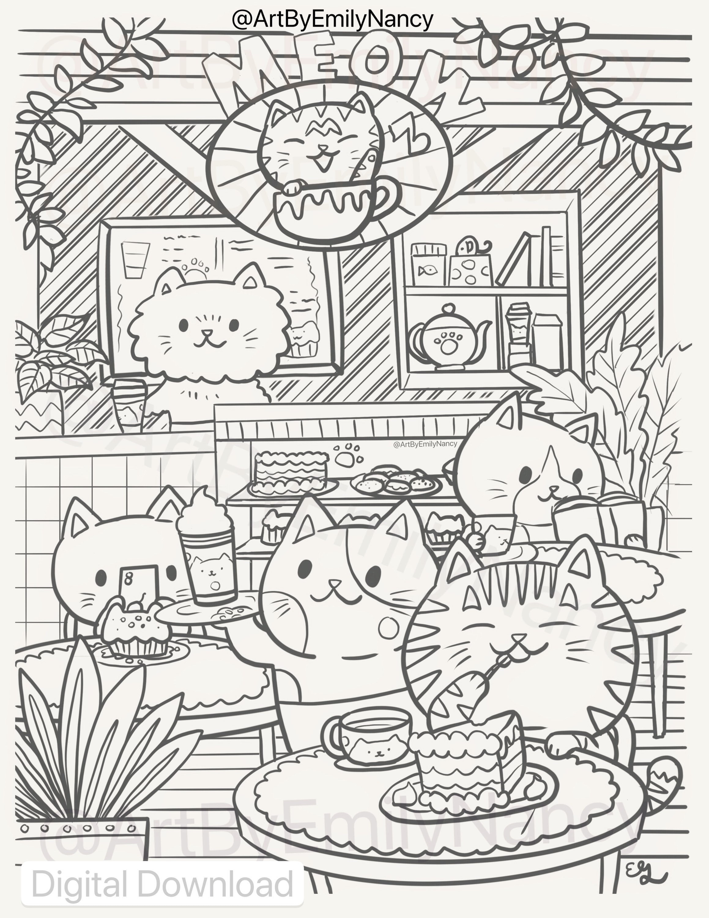 cat-cafe-printable-coloring-page-download-etsy