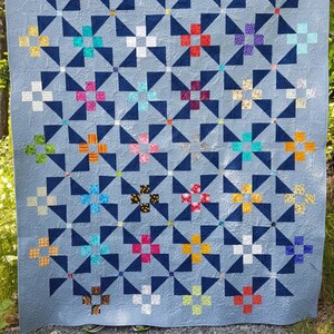 PDF Quilt Pattern Pinwheel Garden Baby quilt, throw quilt and queen quilt sizes included image 5