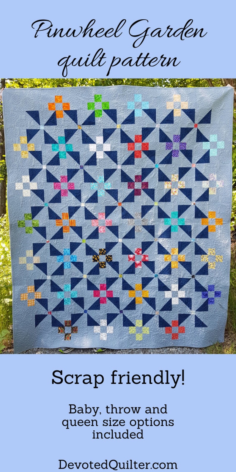 PDF Quilt Anleitung Pinwheel Garden Baby Quilt, Überwurf Quilt und Queen Quilt Größen enthalten Bild 5