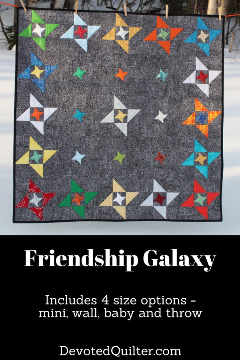 Printed quilt pattern Friendship Galaxy Mini quilt, wall quilt, baby quilt and throw quilt size options included image 4