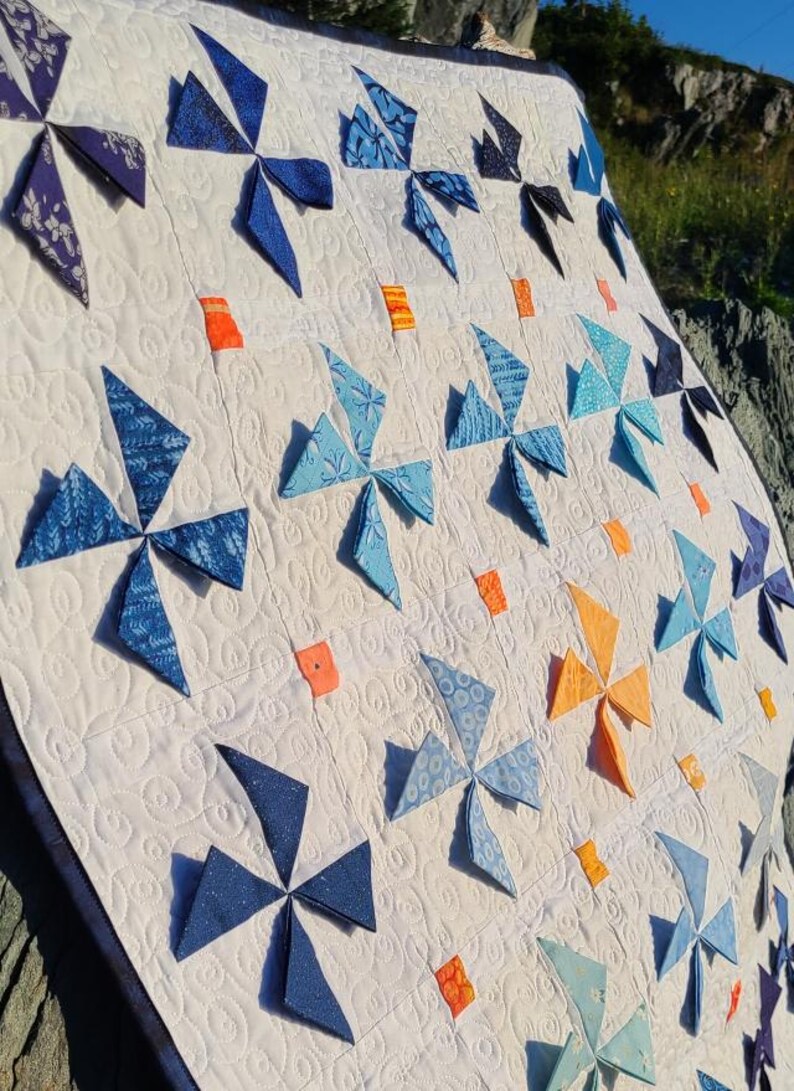 Prairie Points Pinwheel Quilt Pattern: Mini, Baby, Throw Sizes (PDF) - Etsy