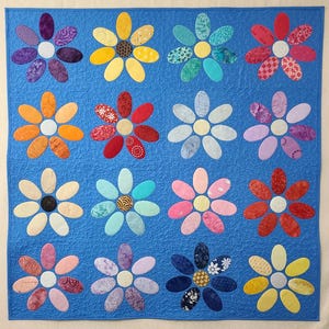 PDF quilt pattern - Blooming Beautiful - Baby quilt, throw quilt, and queen size quilt instructions included