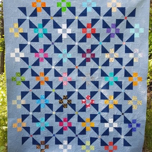 PDF Quilt Pattern Pinwheel Garden Baby quilt, throw quilt and queen quilt sizes included image 1