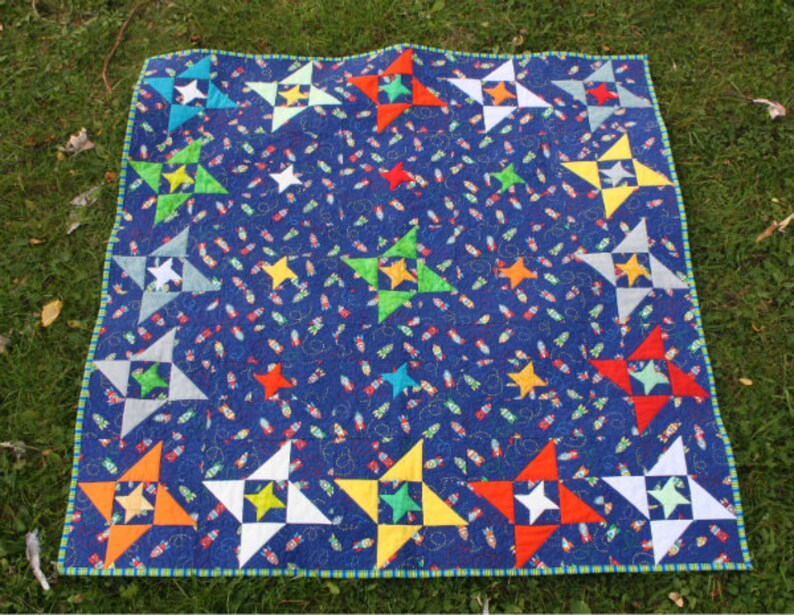 Printed quilt pattern Friendship Galaxy Mini quilt, wall quilt, baby quilt and throw quilt size options included image 2