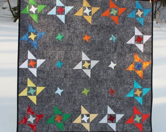 Printed quilt pattern - Friendship Galaxy - Mini quilt, wall quilt, baby quilt and throw quilt size options included