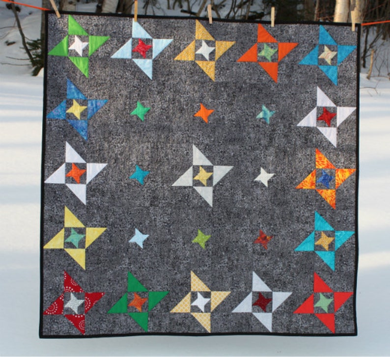 Printed quilt pattern Friendship Galaxy Mini quilt, wall quilt, baby quilt and throw quilt size options included image 1