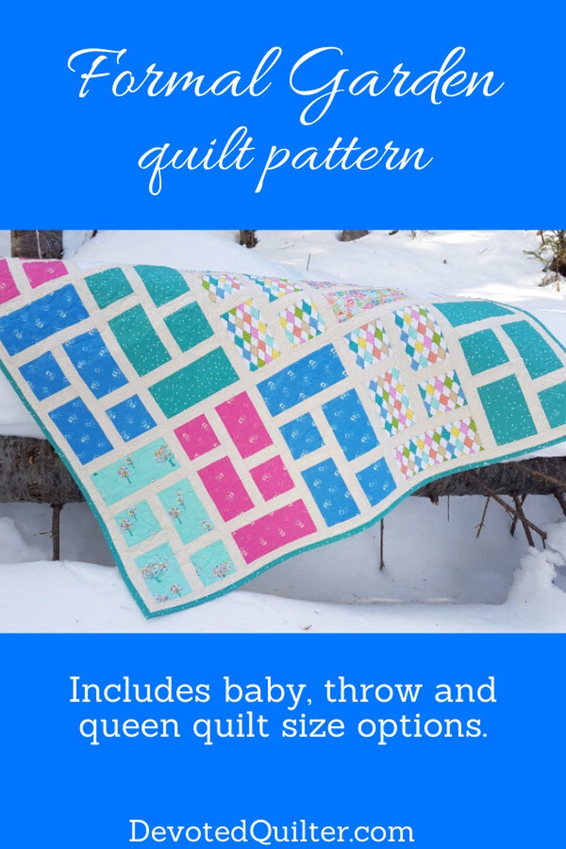 PDF Quilt Pattern Formal Garden Baby quilt, throw quilt and queen quilt size options included image 5