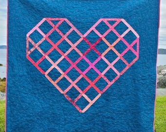 Cross-Stitch Heart quilt pattern - scrappy, modern quilt pattern