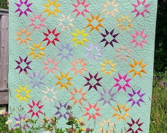 8 Point Meadow Quilt Pattern - Beginner-Friendly FPP Scrap Quilt (PDF Download)