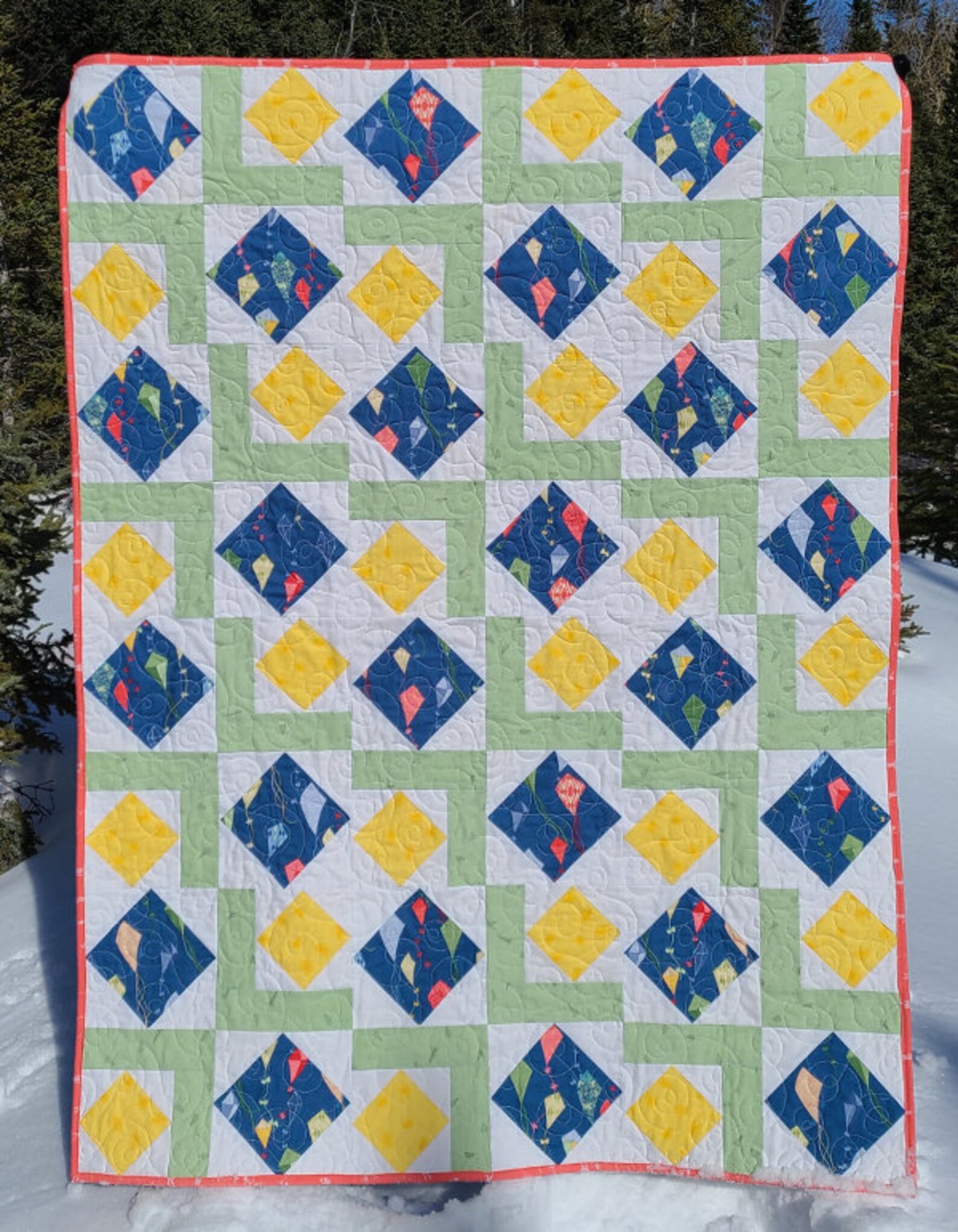Printed Quilt Pattern Points of Connection Baby Quilt and Etsy Canada