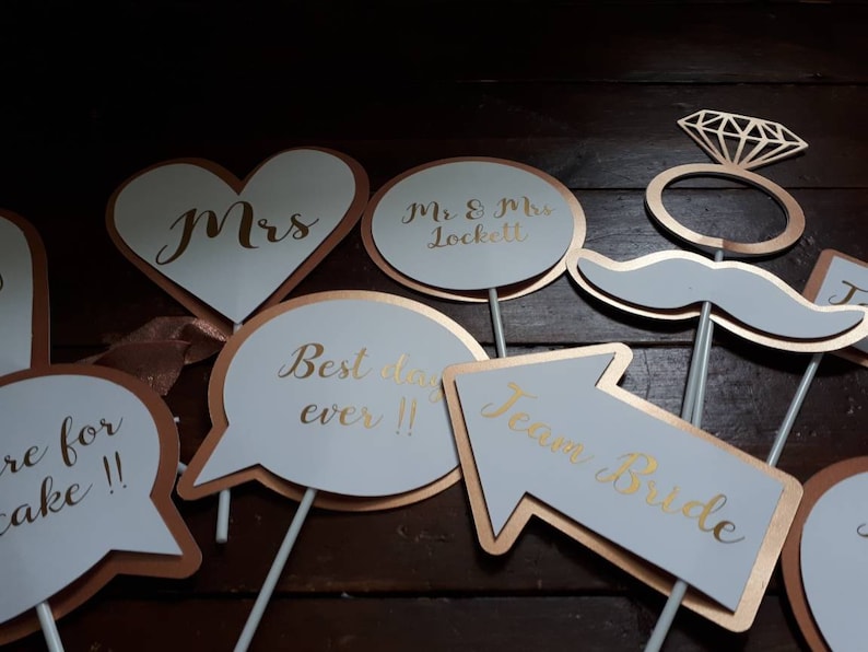 10 Personalised Wedding Themed Photo Props Wedding Fun Etsy UK
