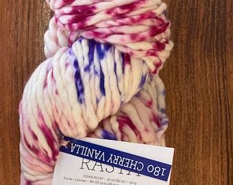 Malabrigo Rasta Super Bulky Hand Kettle Dyed 100% Pure Merino wool yarn Made in Peru #180 CHERRY VANILLA