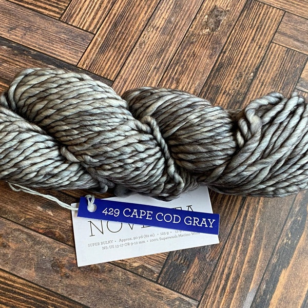 Malabrigo NOVENTA #429 Cape Cod Gray Bulky Hand Kettle Dyed 100% Pure Superwash Merino wool yarn Made in Peru