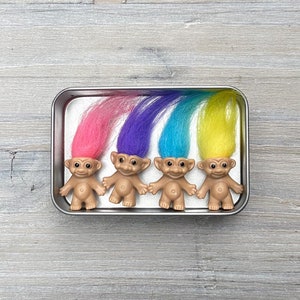 4 Miniature Vintage Troll Magnets