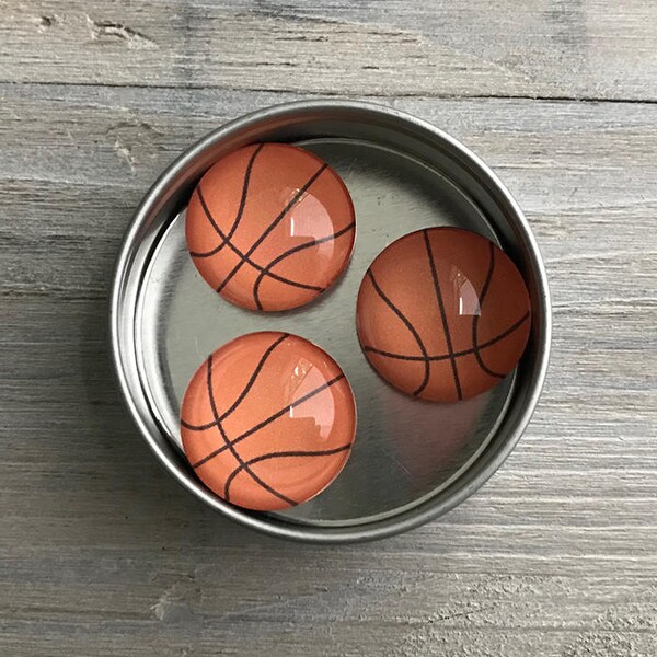 Basketball Fridge Magnets Set of 3 – Handmade Kitchen Magnets, Youth Basketball Gift, Team Party Favor