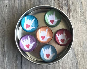 ASL I Love You Magnets: Handmade Glass Cabochon Set