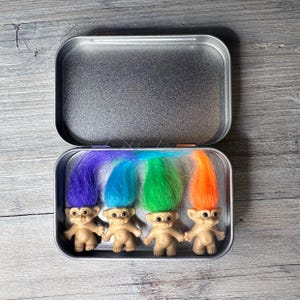 4 Miniature Vintage Troll Doll Magnets, 90s Nostalgia Gift, Retro Toy