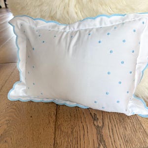 CLOSE OUT - Scallop Pillow Sham/Boudoir Pillow/Baby Pillow/Pillow with Dots/Luxury Linens