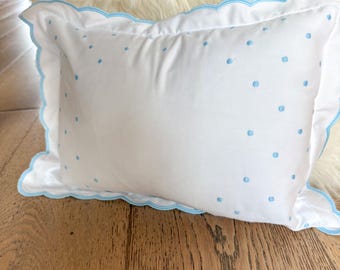CLOSE OUT - Scallop Pillow Sham/Boudoir Pillow/Baby Pillow/Pillow with Dots/Luxury Linens