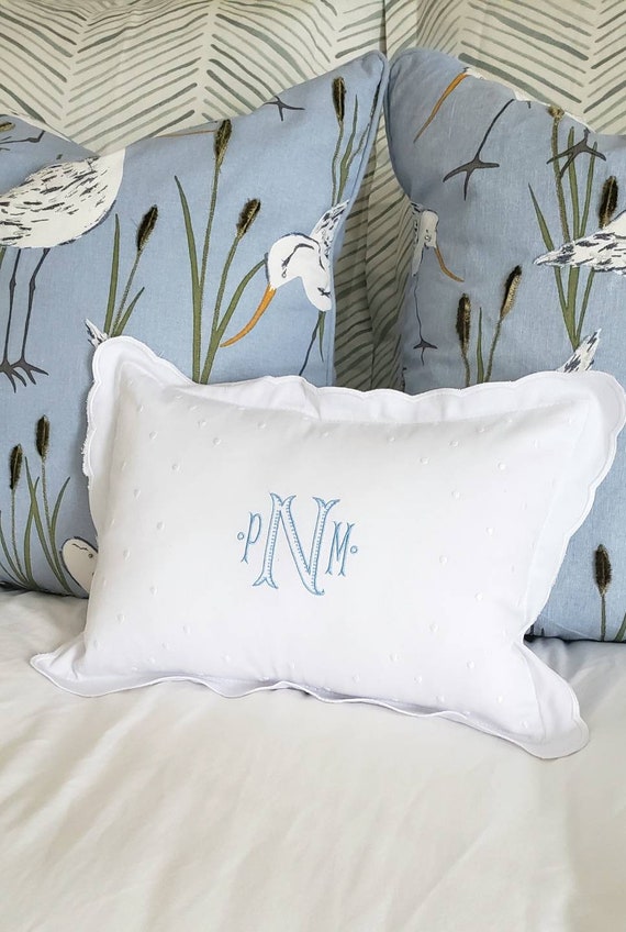 Scallop Pillow Sham Monogrammed Pillow Boudoir Pillow Baby Etsy