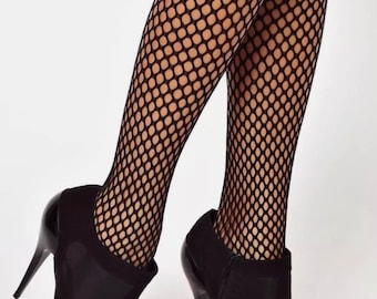 Fishnet Tights BLACK One size New Free Post