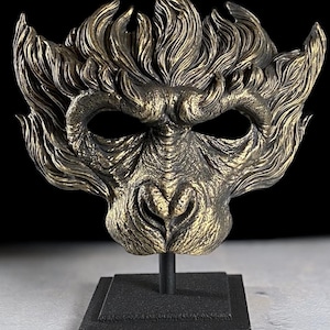 SARU, mask, faux bronze finish, monkey mask, monkey king