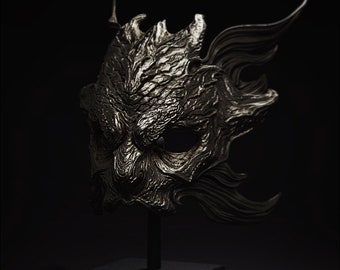 Asanak Fish dragon 1/2 scale mask with a base Faux metal finish