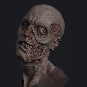 Zombie bust STL file for 3D printing