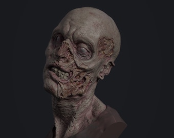 Zombie bust STL file for 3D printing