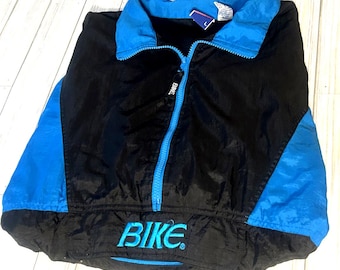 BIKE Men's Size L VINTAGE 90S Y2K  Black & Blue Windbreaker jacket